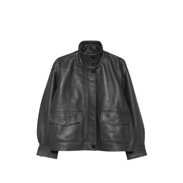 Leather Jacket Grey Lambskin