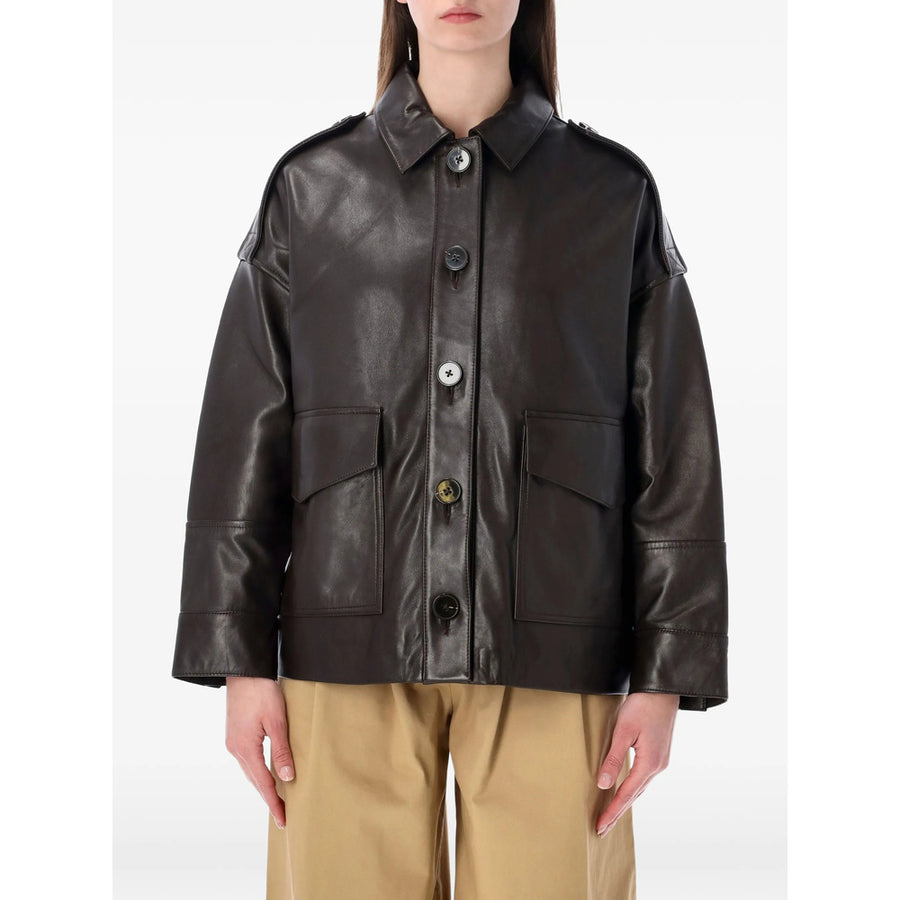 Leather Jacket Harriboyd Brown Lambskin Coats