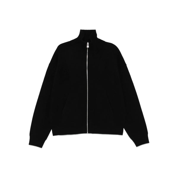Zip-Up Wool Blend Sweater Black Lightweight Jackets