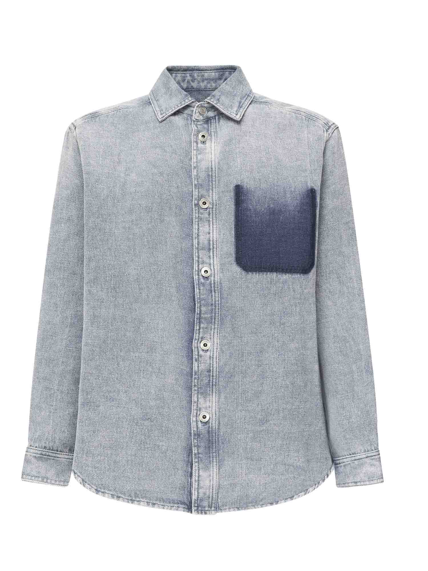 Loewe Shirts Grey Blue Linen/cotton