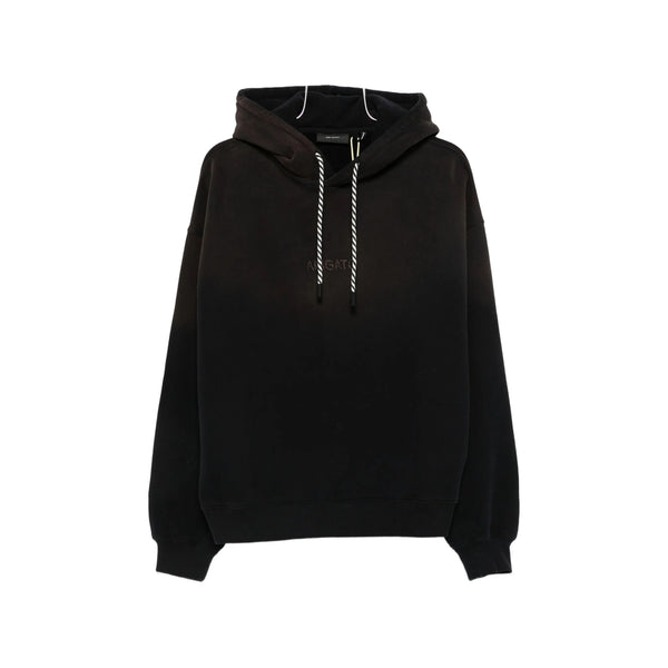 Hooded Sweatshirt Faded Black Cotton Top