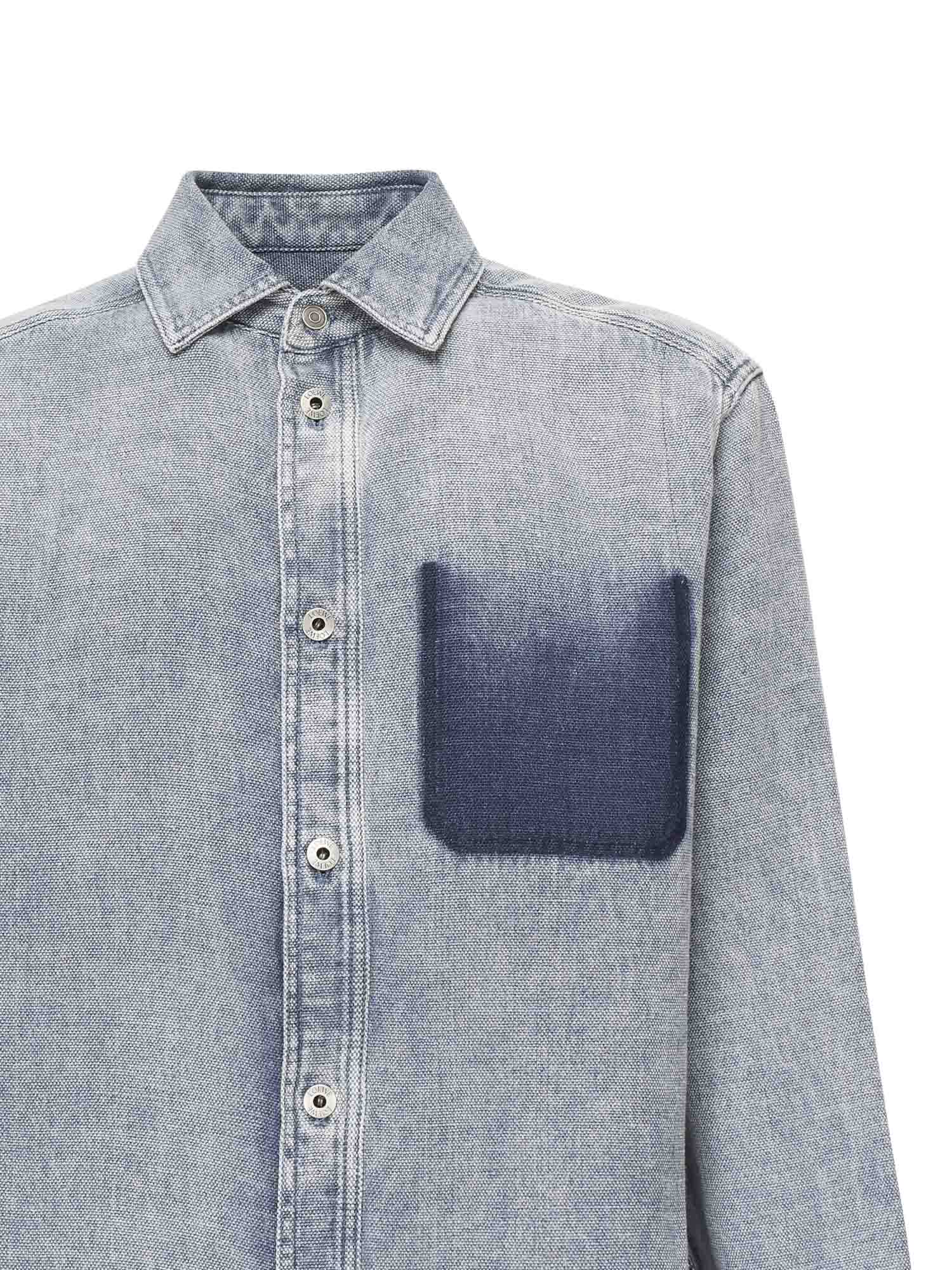 Loewe Shirts Grey Blue Linen/cotton