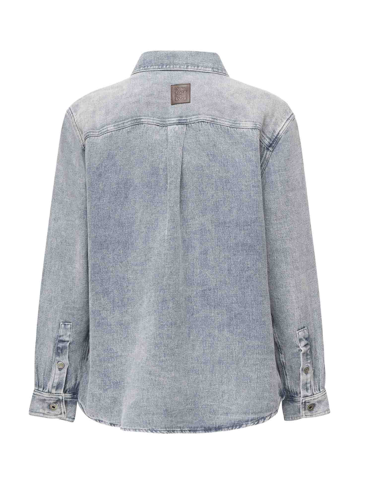Loewe Shirts Grey Blue Linen/cotton