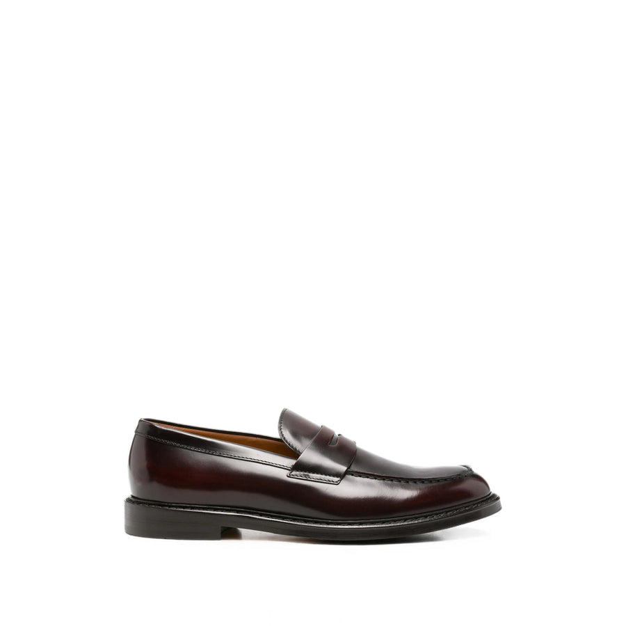 Leather Penny Loafers Dark Burgundy Brown Calf
