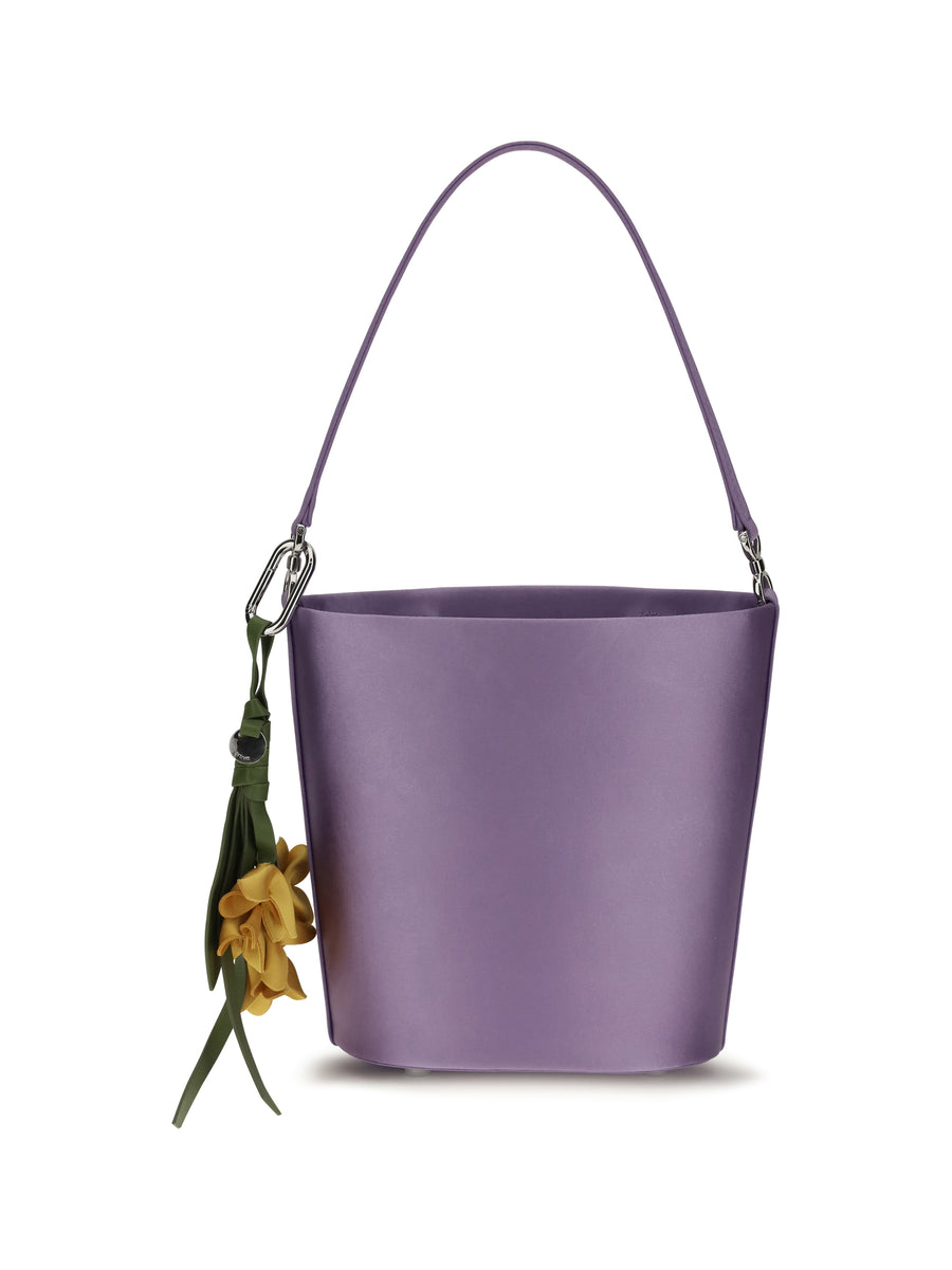 Satin Bucket Bag Lilac Polyester