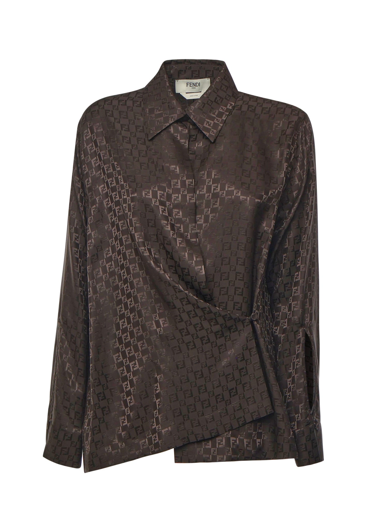 Fendi Shirts Brown Silk