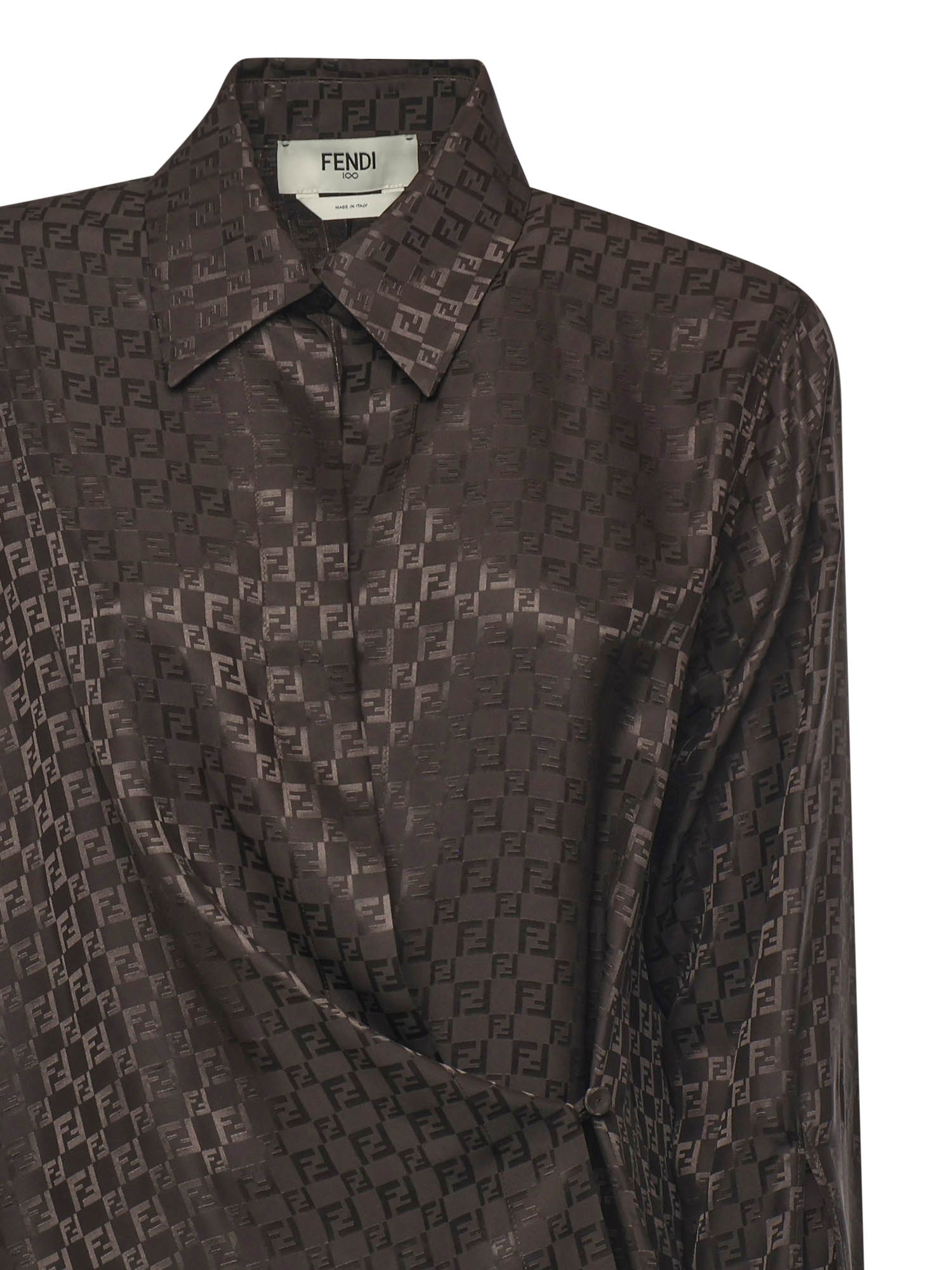 Fendi Shirts Brown Silk
