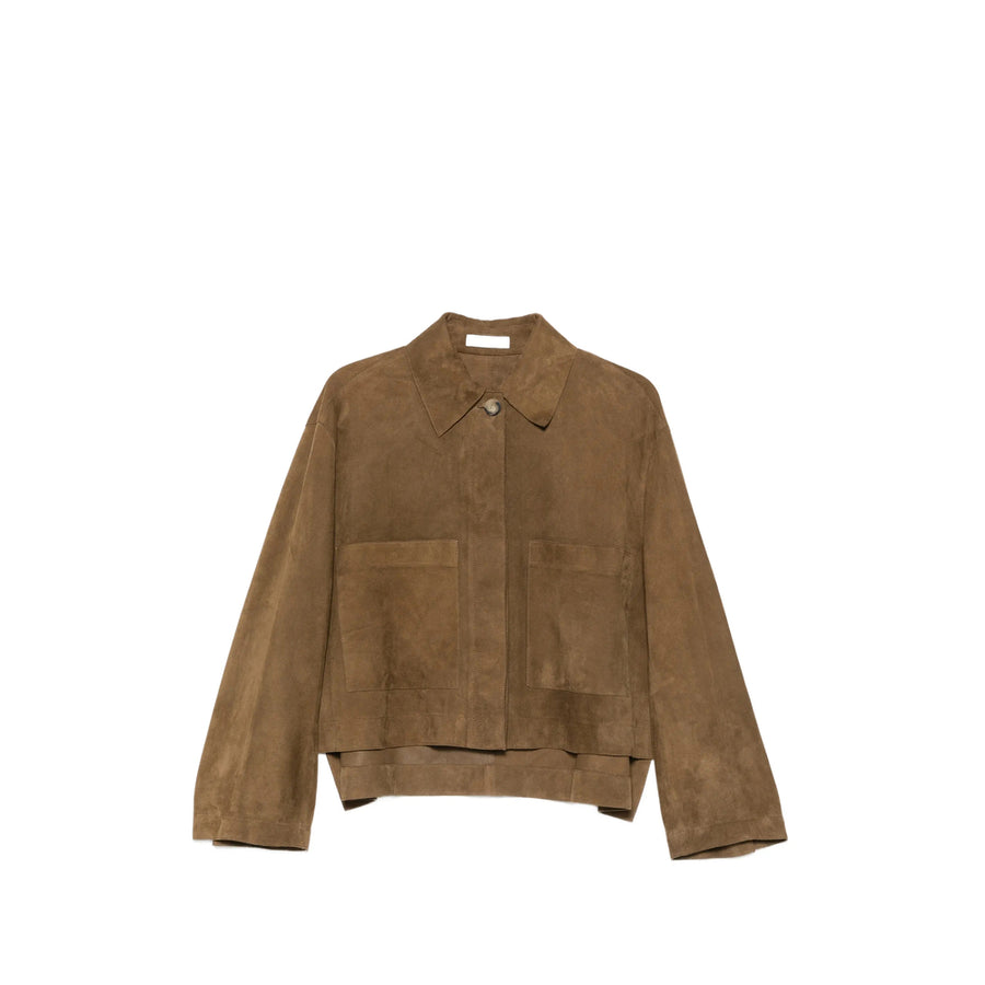Suede Leather Jacket Brown Goat Skin