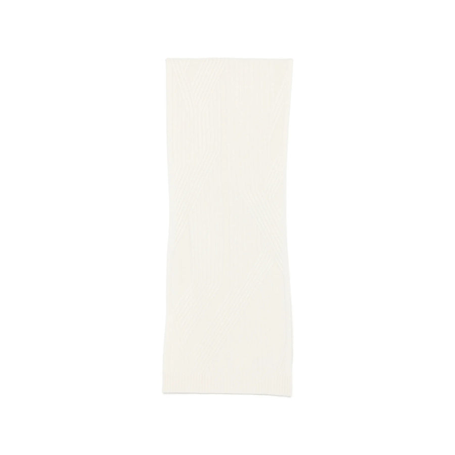 Ribbed Knit Wool Scarf White Scarfs