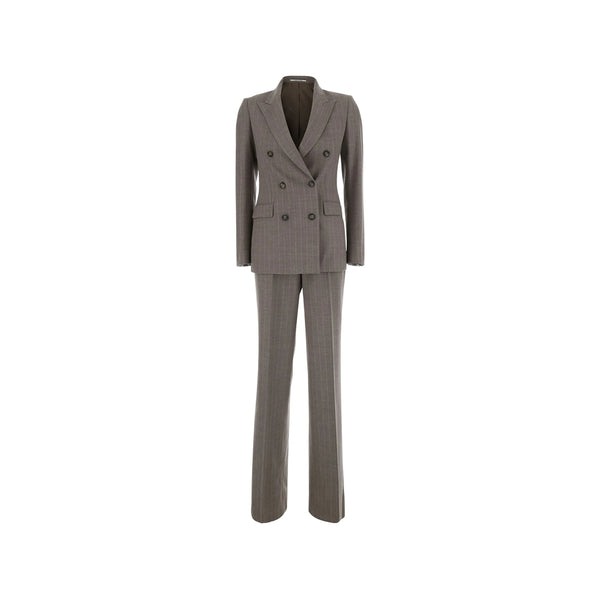 Pinstripe Double-Breasted Evening Suit Neutrals Fabric Suits