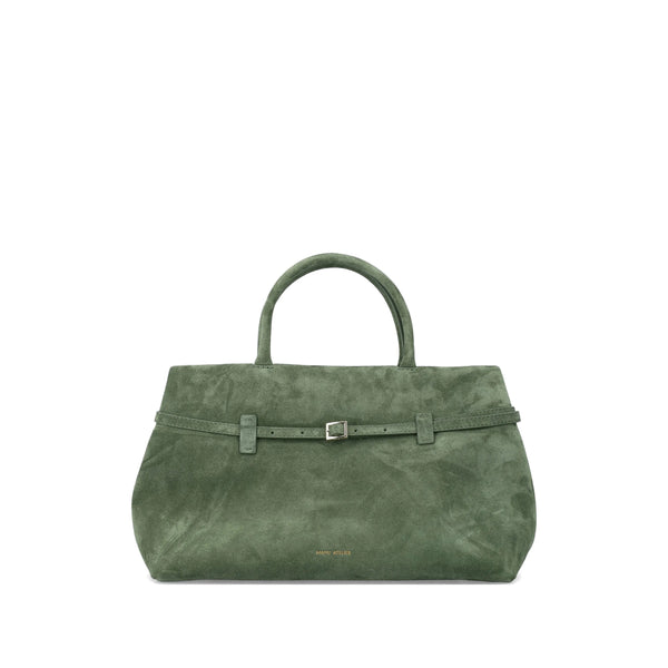 Tote Bag Le Cambon 35 Green Suede Calf Leather