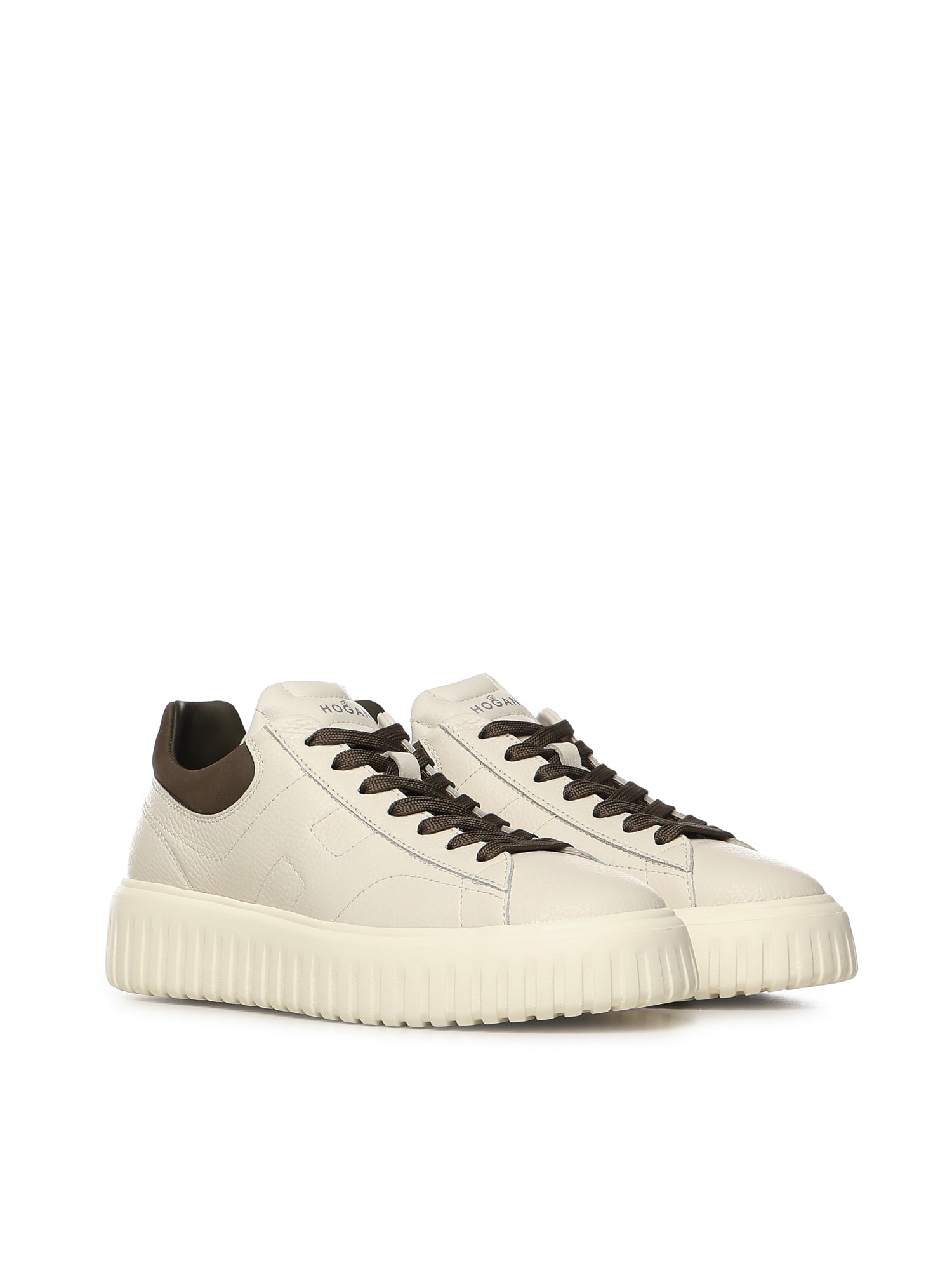 Hogan Sneakers Ivory/brown Nappa Leather