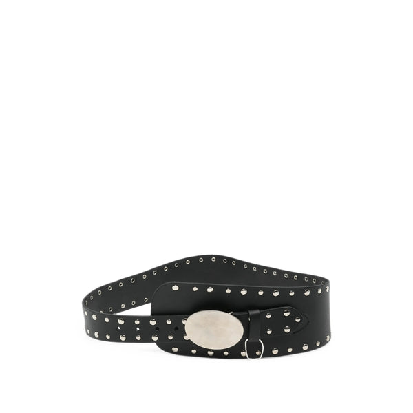Calf Leather Belt With Studs Black