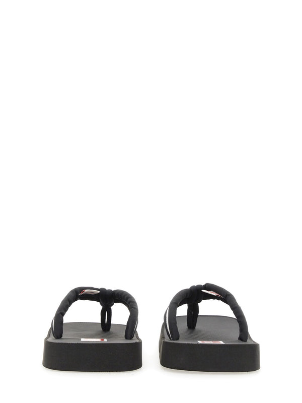 Slide Sandal With Logo Black Nylon