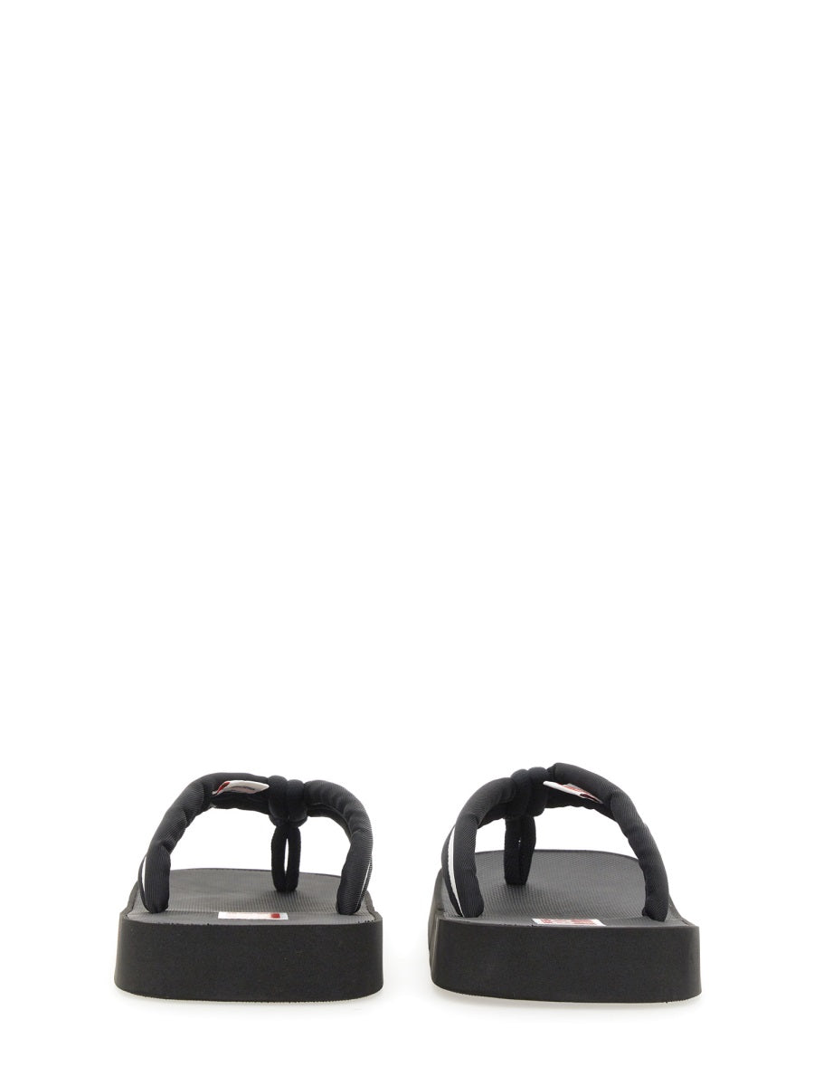 Slide Sandal With Logo Black Nylon