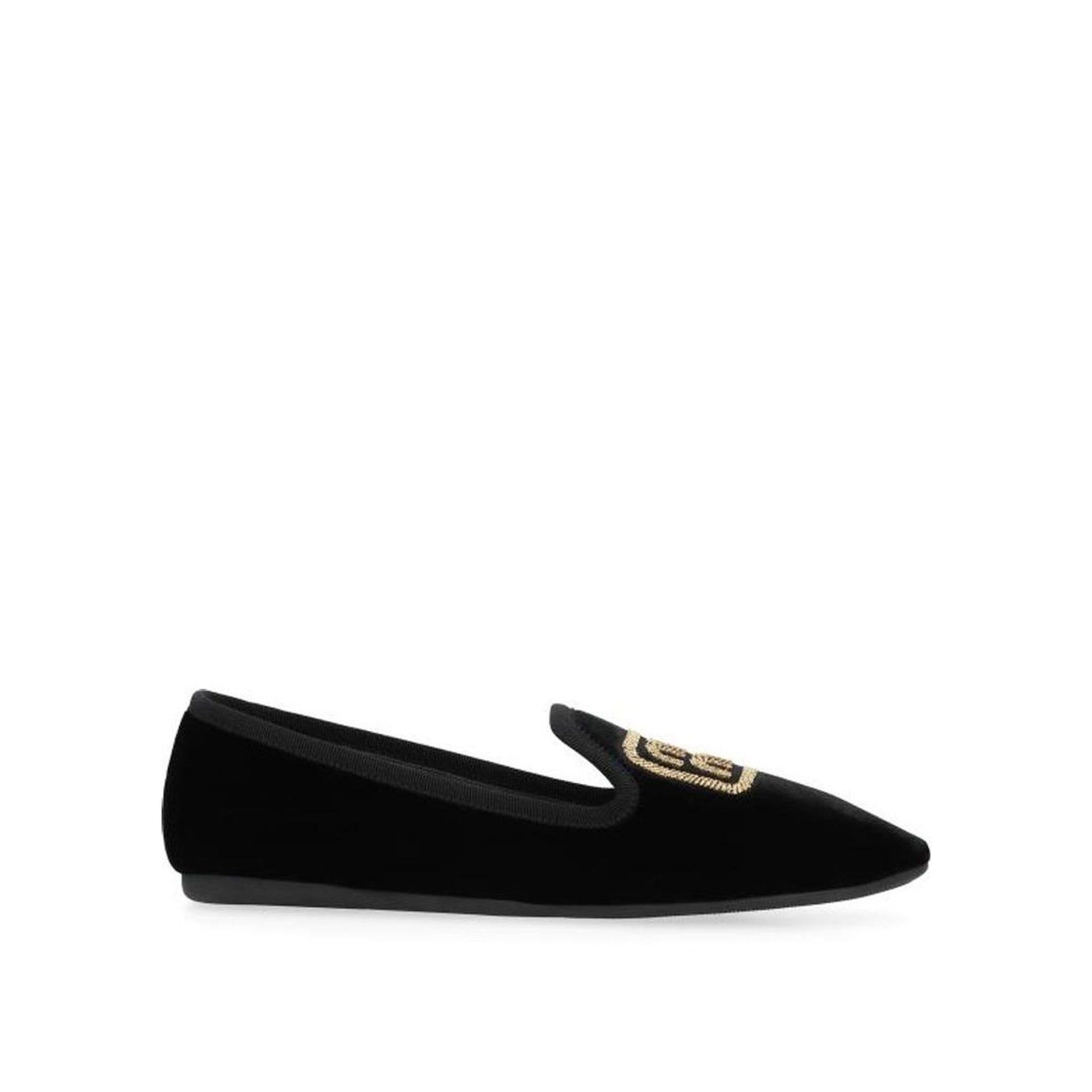 Logo Velvet Flats Black Fabric