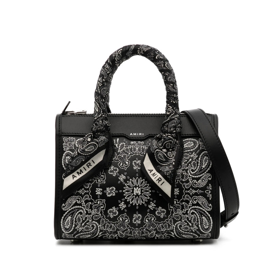 Leather Tote Bag Black-White Black/white
