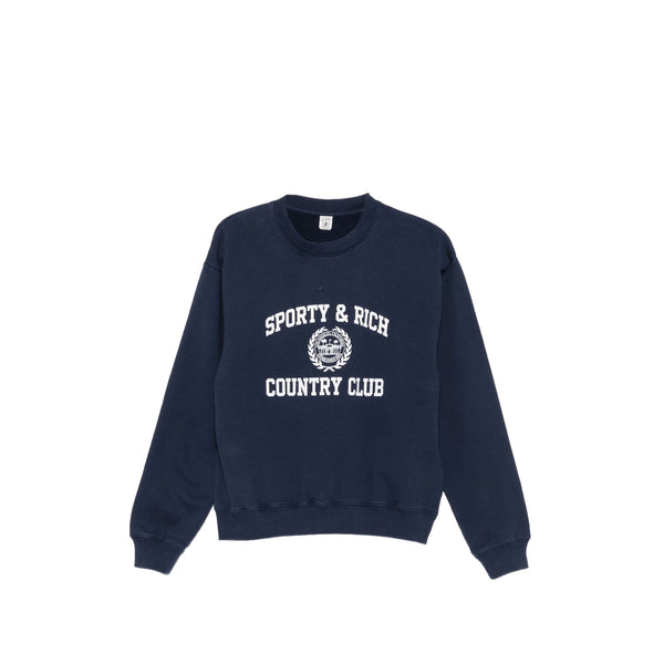 Crew Neck Sweater Blue Cotton Sweatshirts