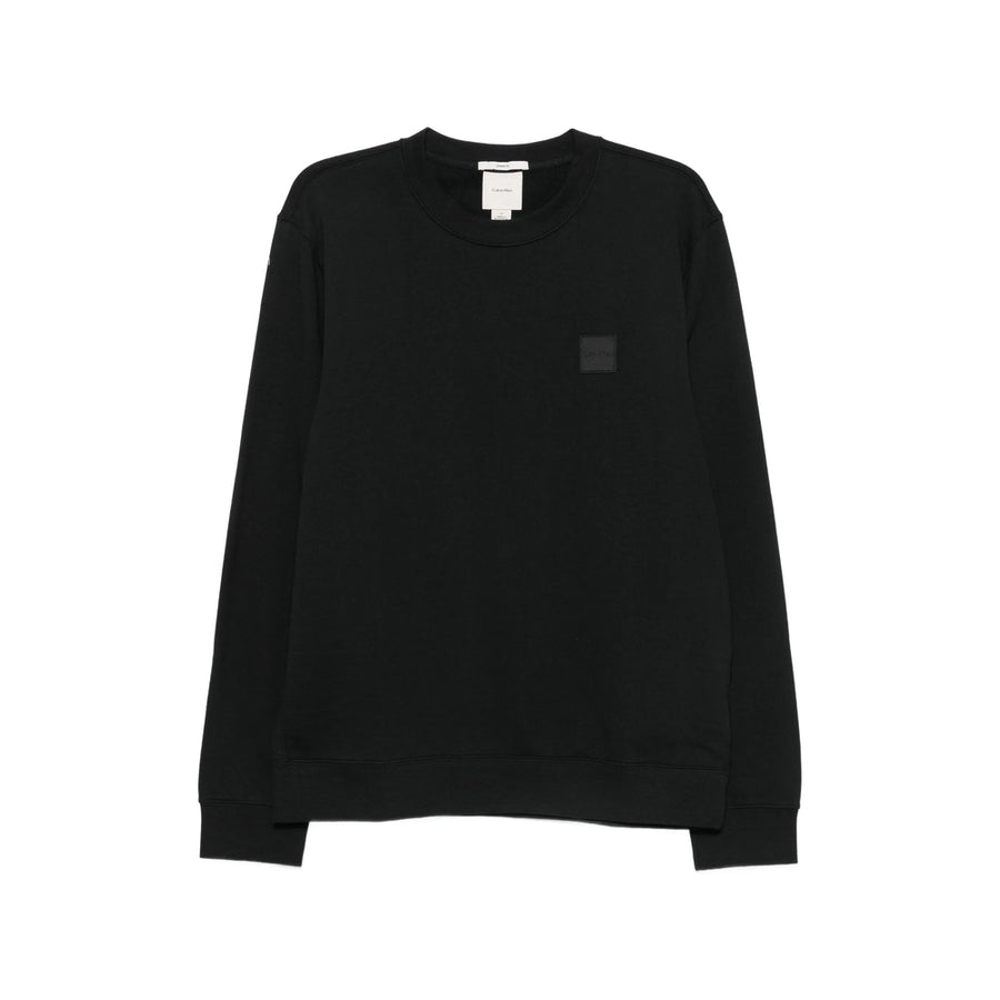 Jersey Sweatshirt With Logo Patch Black Cotton Sweater