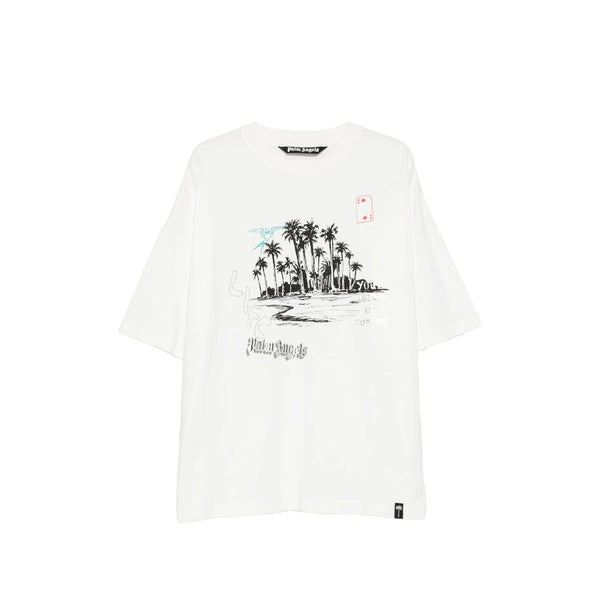 T-Shirt With Rhinestone Embellishment White Cotton T-shirts