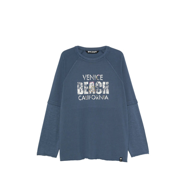 Crew Neck Sweater Blue Cotton Sweatshirts