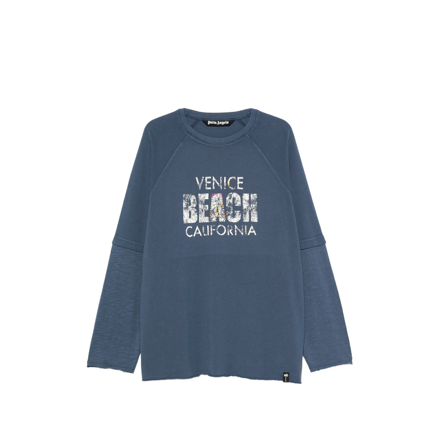 Crew Neck Sweater Blue Cotton Sweatshirts