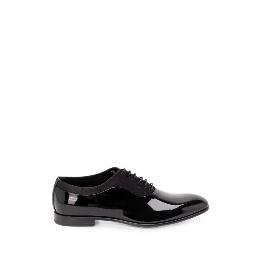 Patent Leather Lace-Up Shoes Black Calf Sneaker