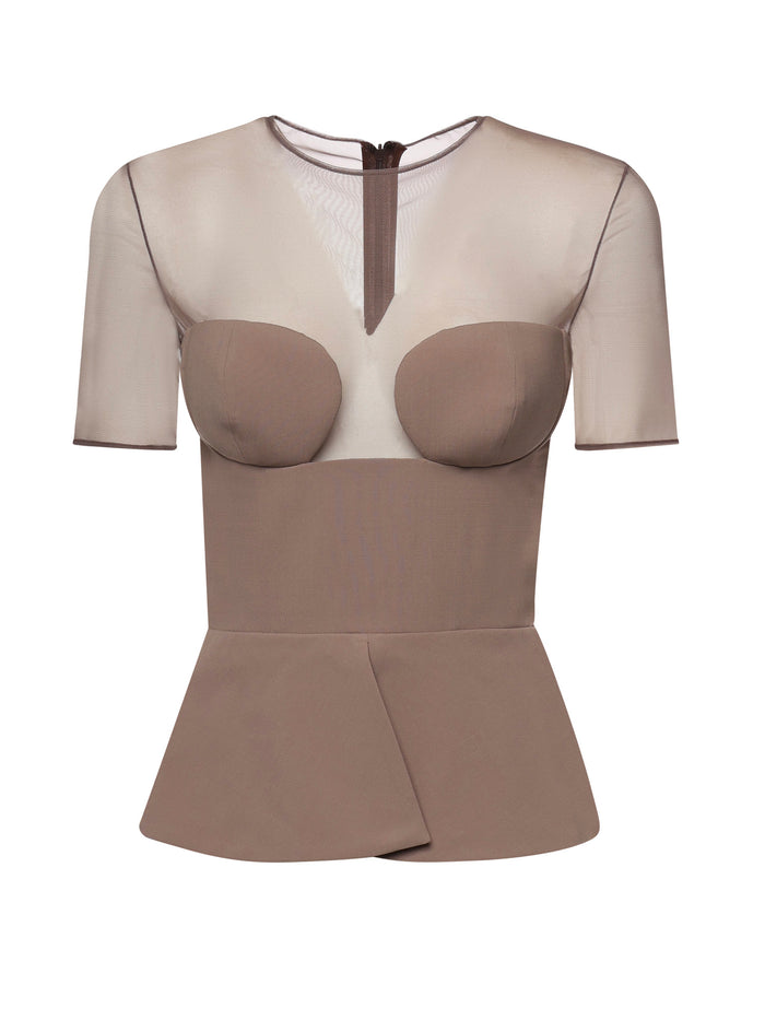 NENSI DOJAKA Top Taupe Gray Virgin Wool