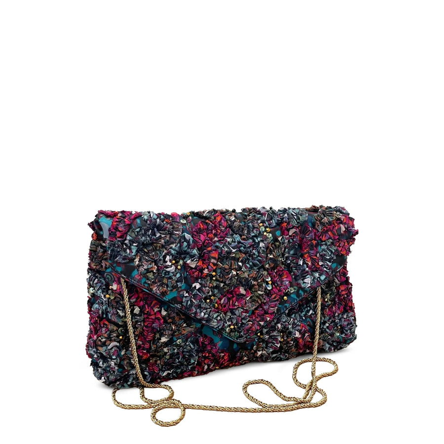 Clutch Bag With Chain Detail Blue-Pink Blue/pink Fabric