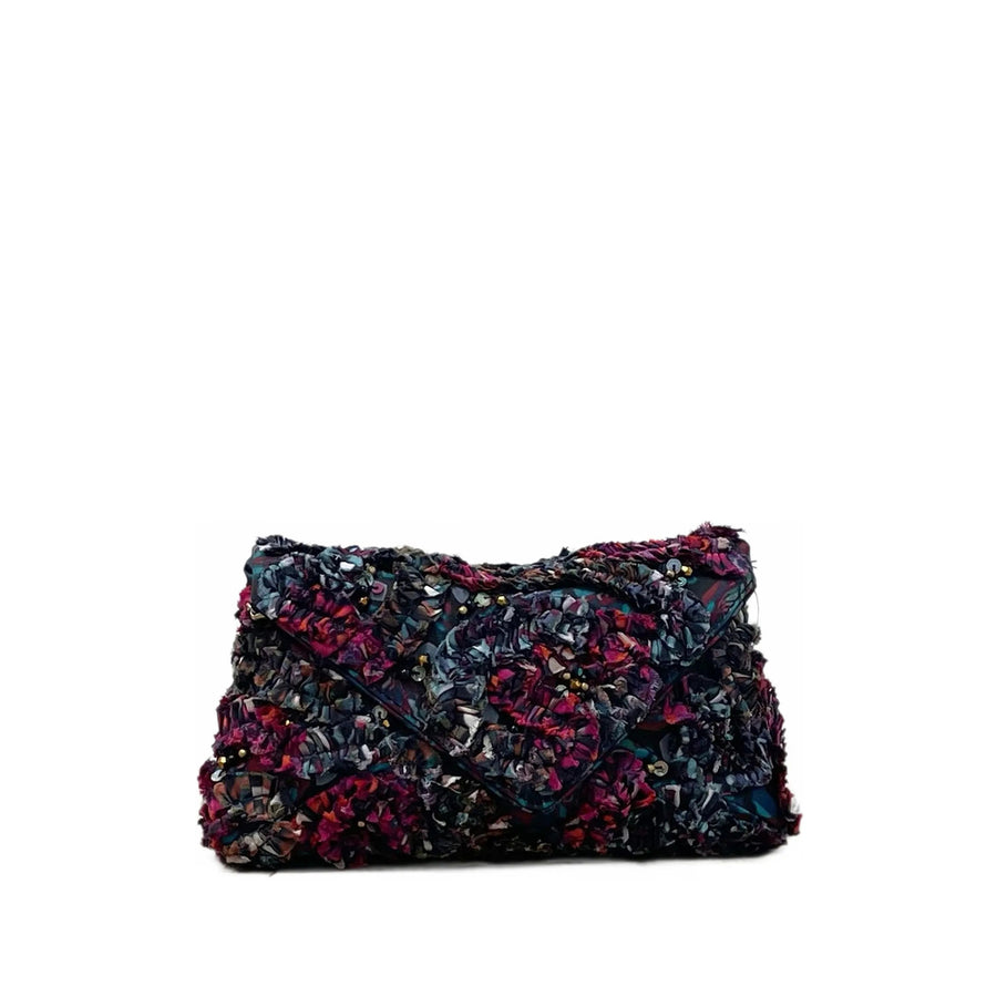 Sequin Beaded Clutch Bag Purple/blue Fabric