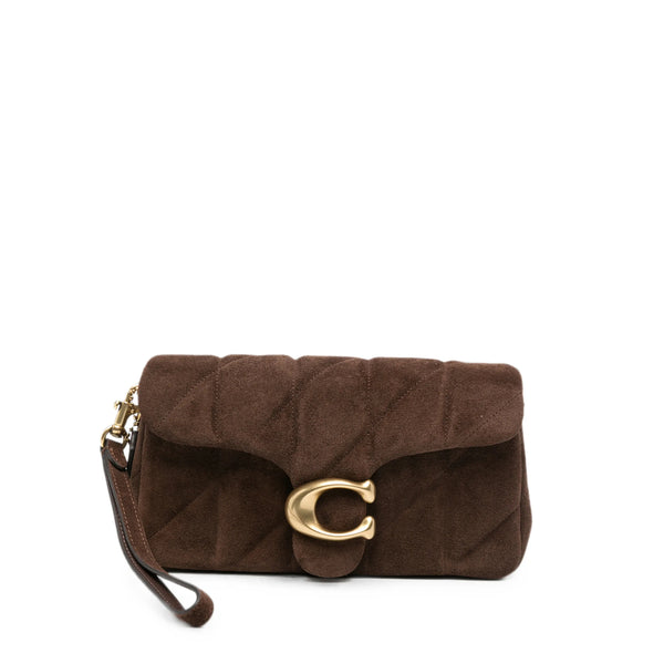 Shoulder Bag Quilted Suede Brown Calf