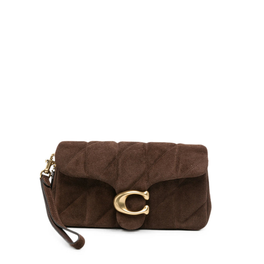 Shoulder Bag Quilted Suede Brown Calf