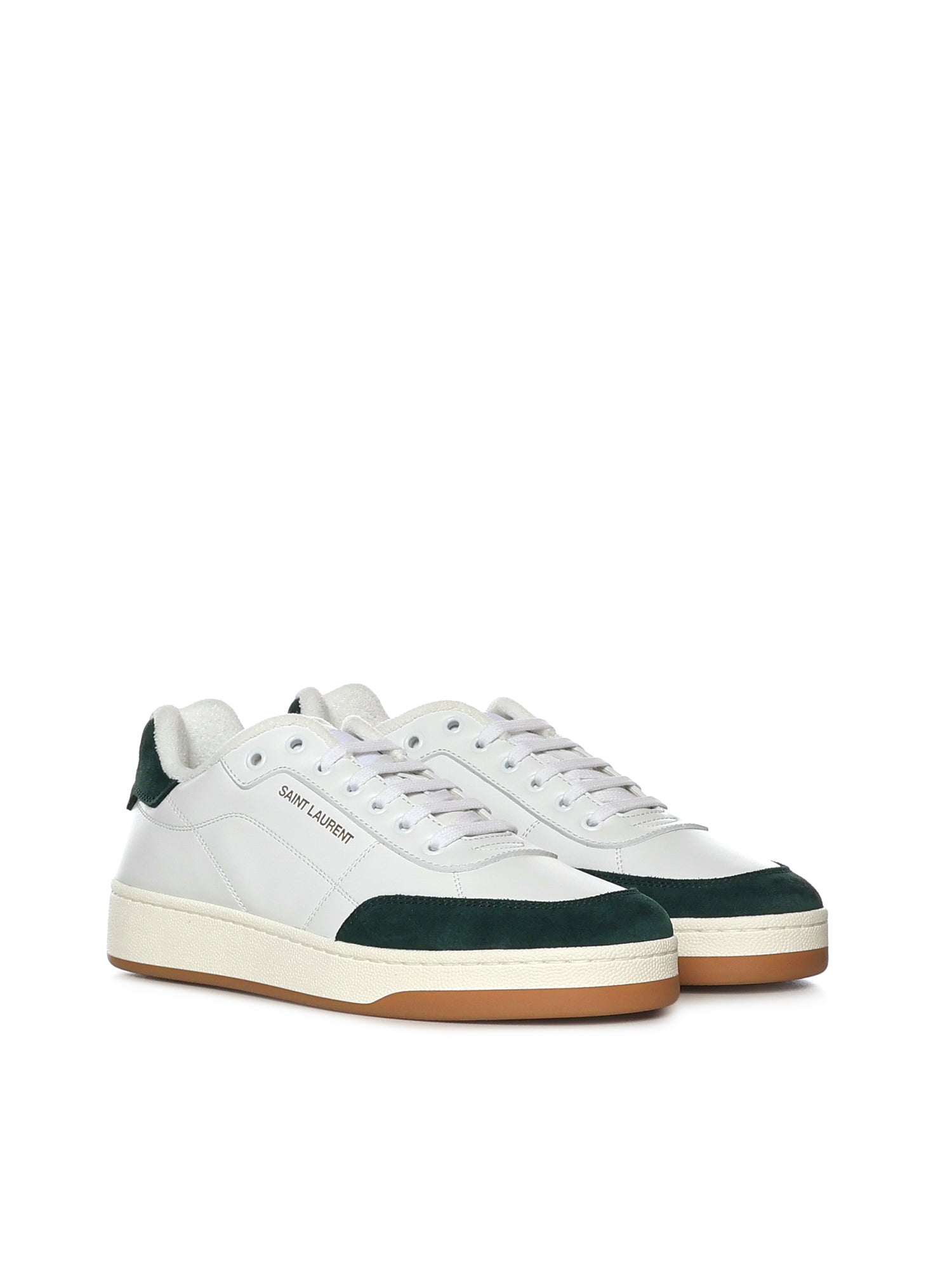 Saint Laurent Sneakers Optic White/bottle Green Calfskin