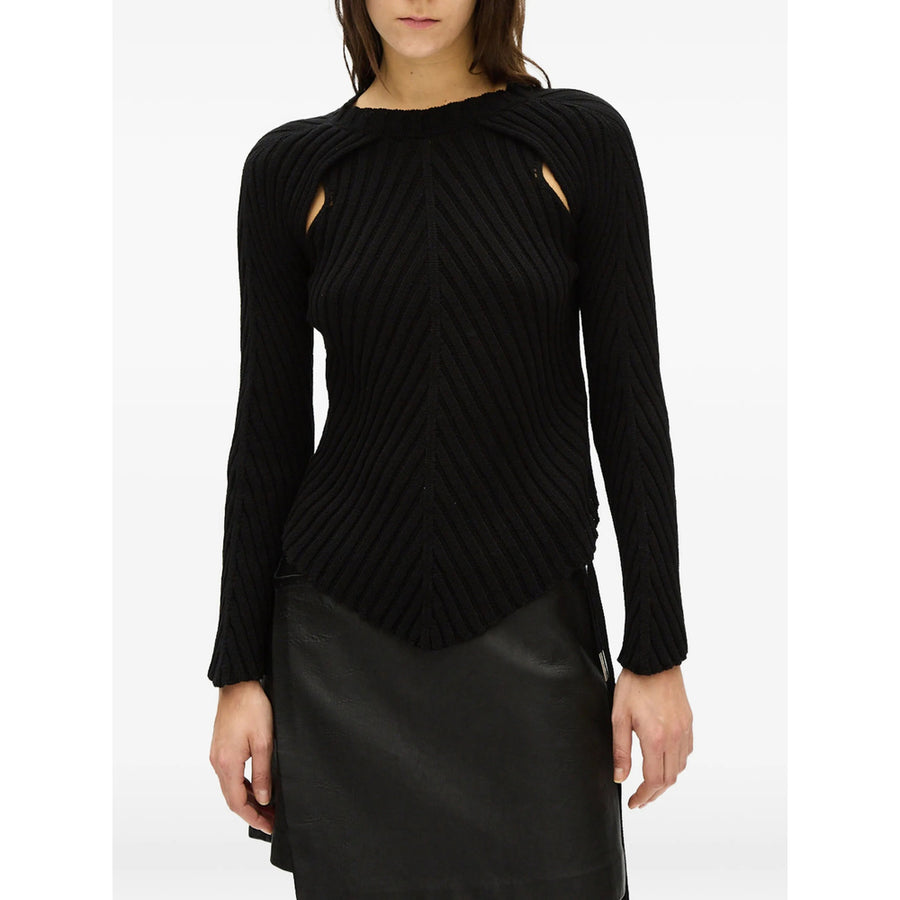 Ribbed Knit Cotton-Cashmere Sweater Black