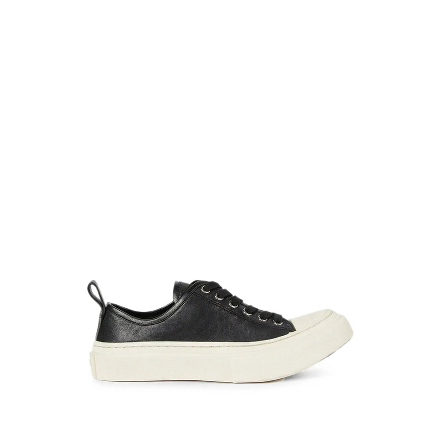 Sneakers Black Grained Leather Black/neutrals Calf