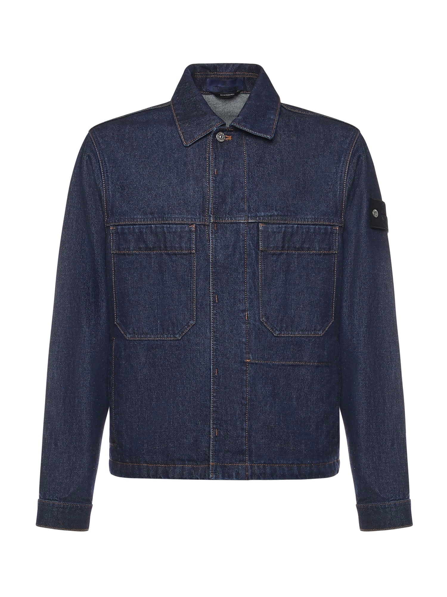 Stone Island Coats Blue Rinse Cotton