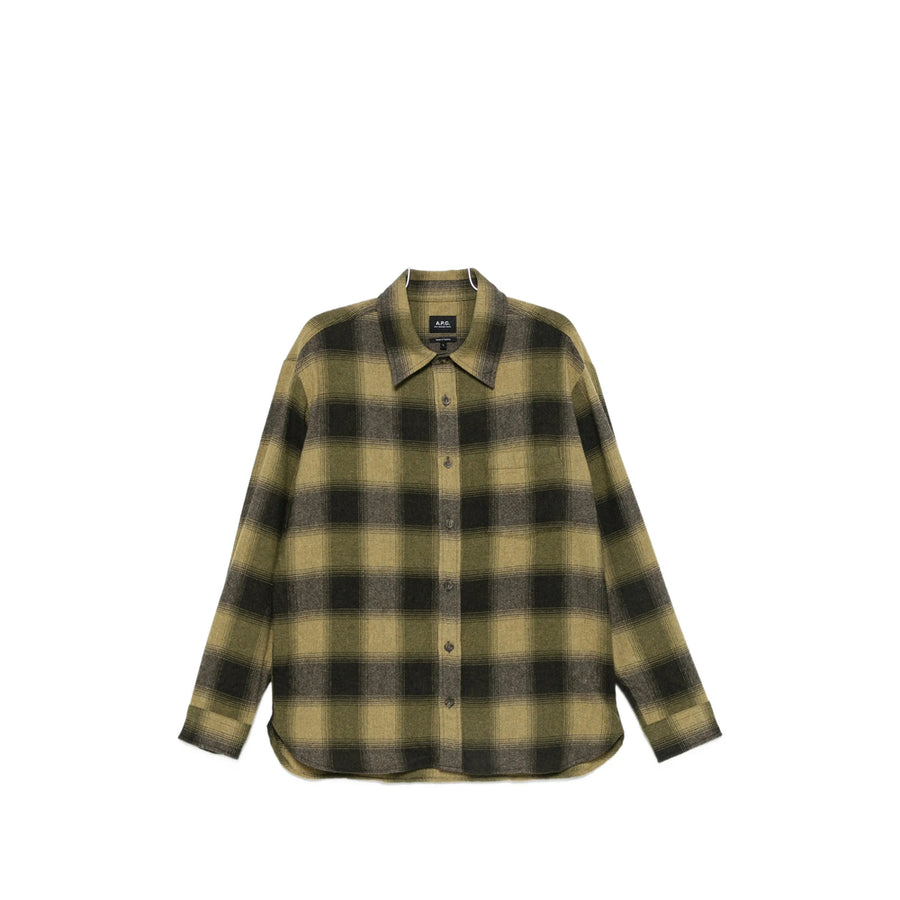 Checkered Shirt Jacket Green-Black Green/black Wool