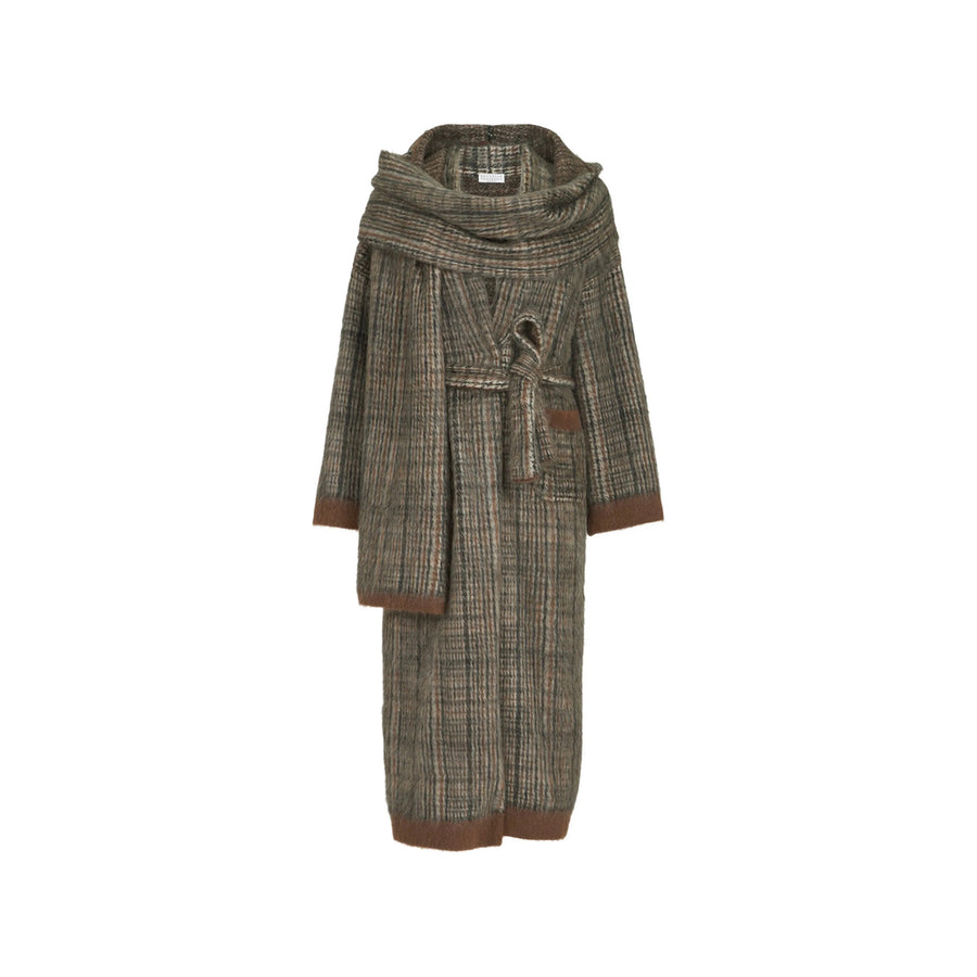 Oversized Coat Check Mohair-Wool Blend Neutrals/grey