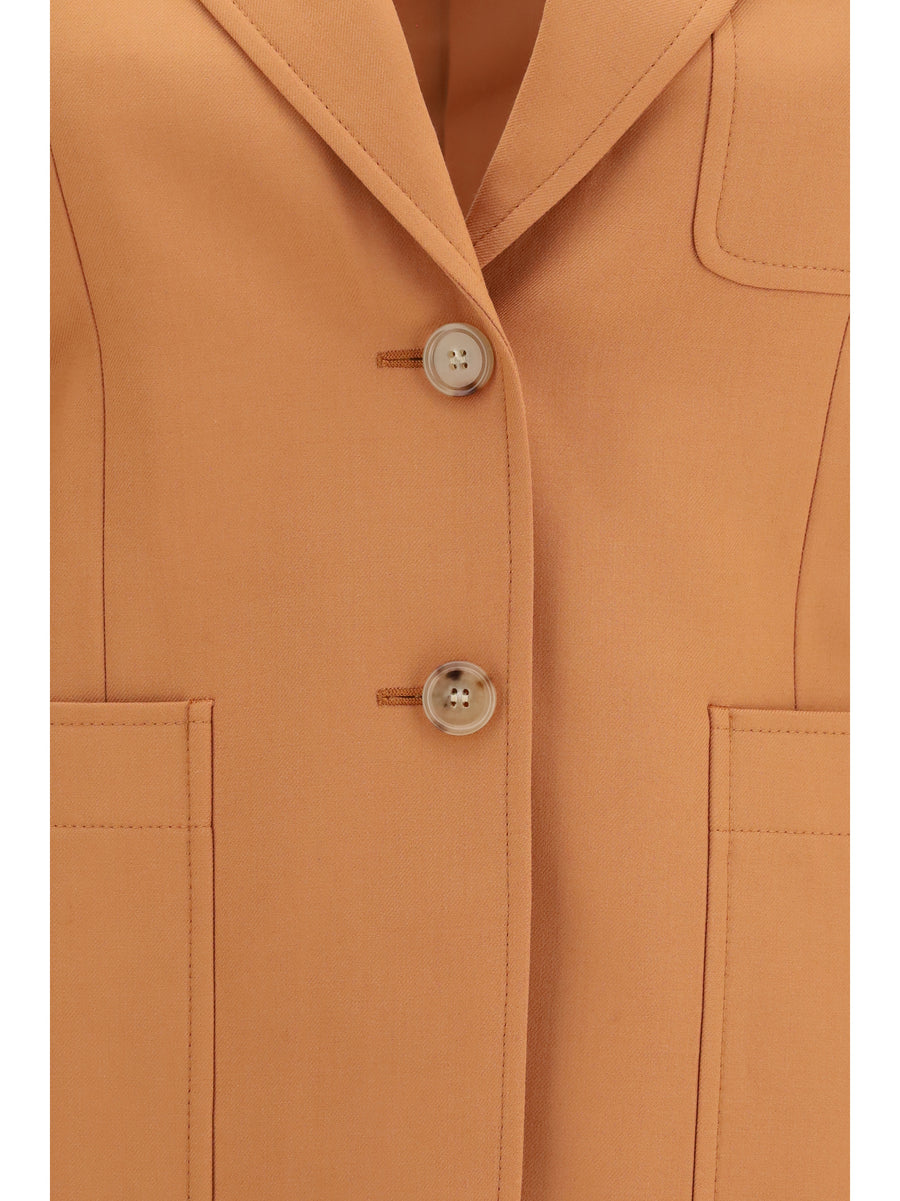 Blazer Straight-Cut Wool Tannish Red Merino Jacket