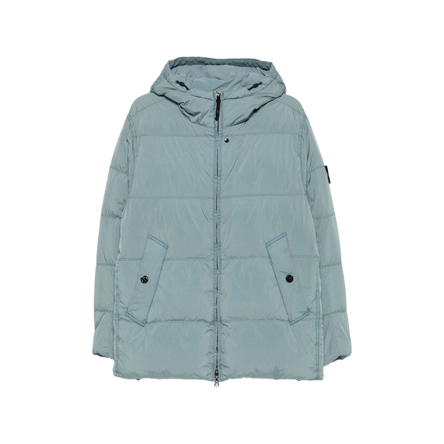 Padded Hooded Jacket Blue Polyamide & Down