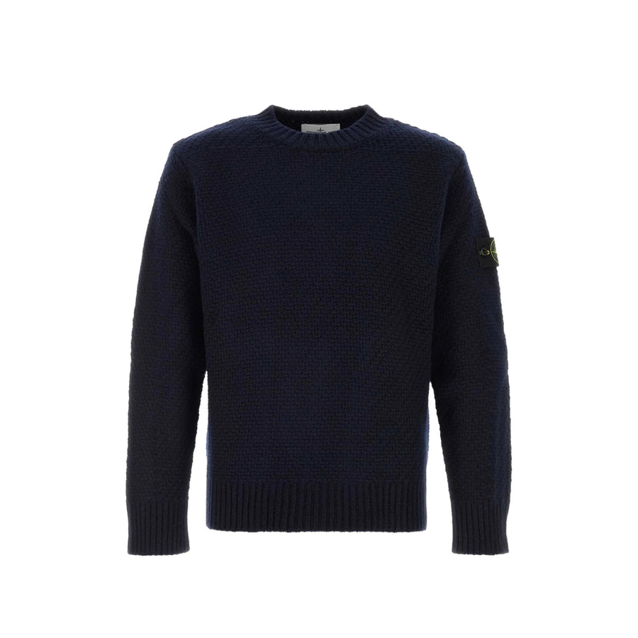 Sweater Blue Waffle Knit Virgin Wool