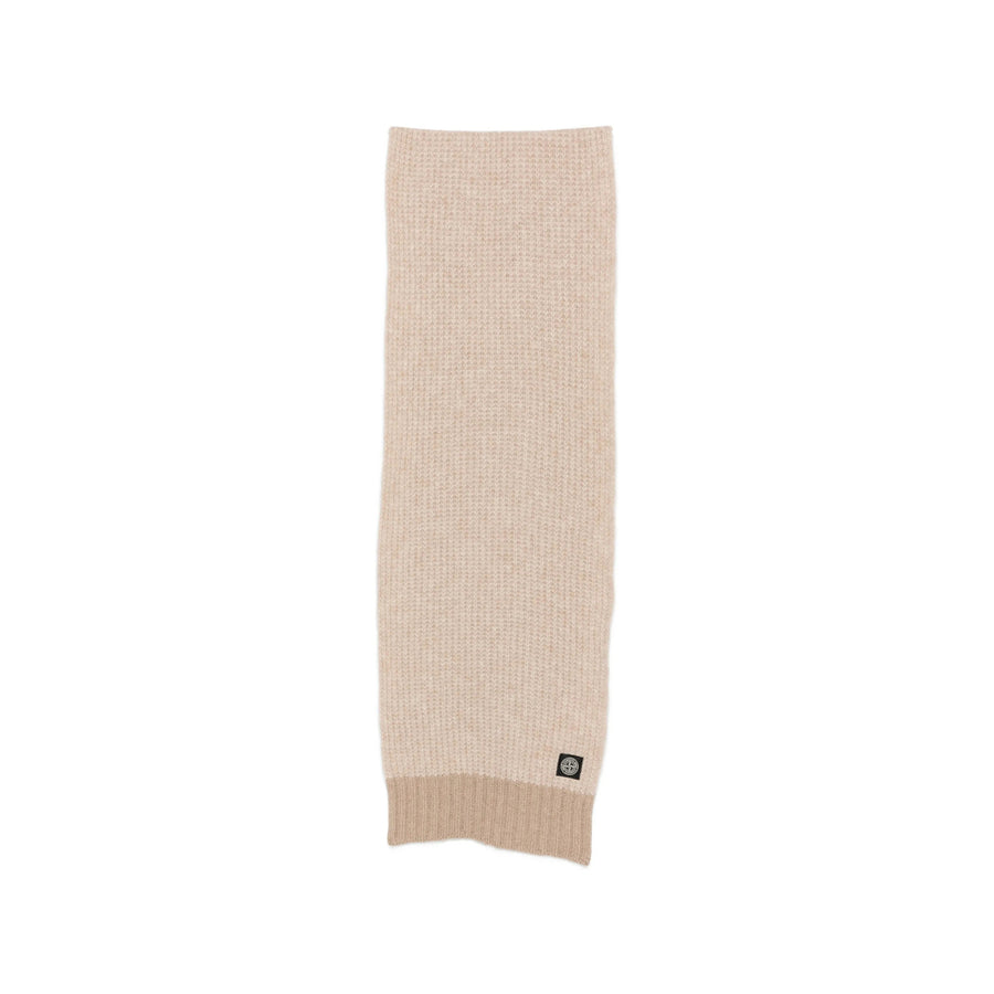 Waffle-Knit Scarf Beige Neutrals Alpaca Scarfs