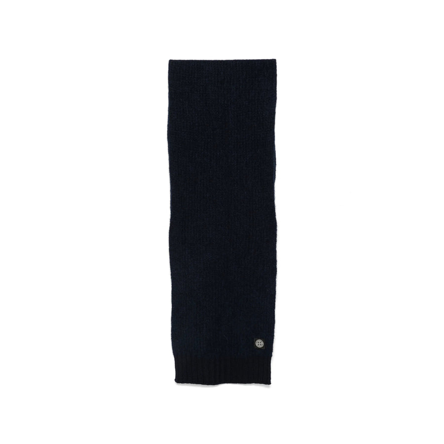 Ribbed Knit Wool Blend Scarf Blue Alpaca Scarfs
