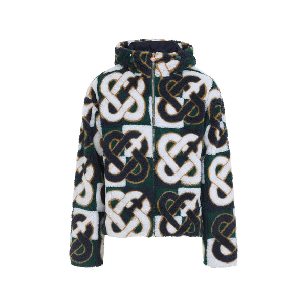 Hooded Jacket Green Mohair-Wool Acrylic