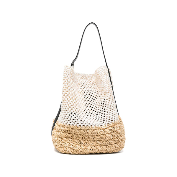 Woven Openwork Shoulder Bag Neutrals Paper