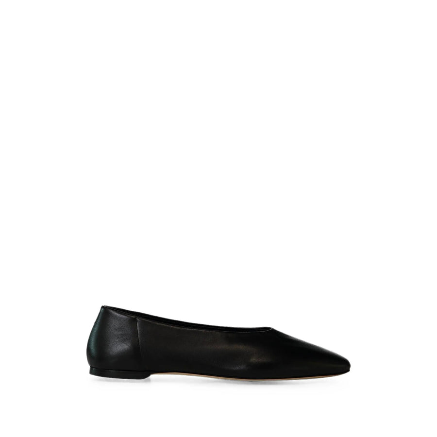 Ballerina Shoes Pointed Toe Black Leather Outer: Sheepskin