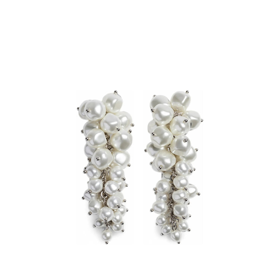 Pearl Cluster Earrings White Faux