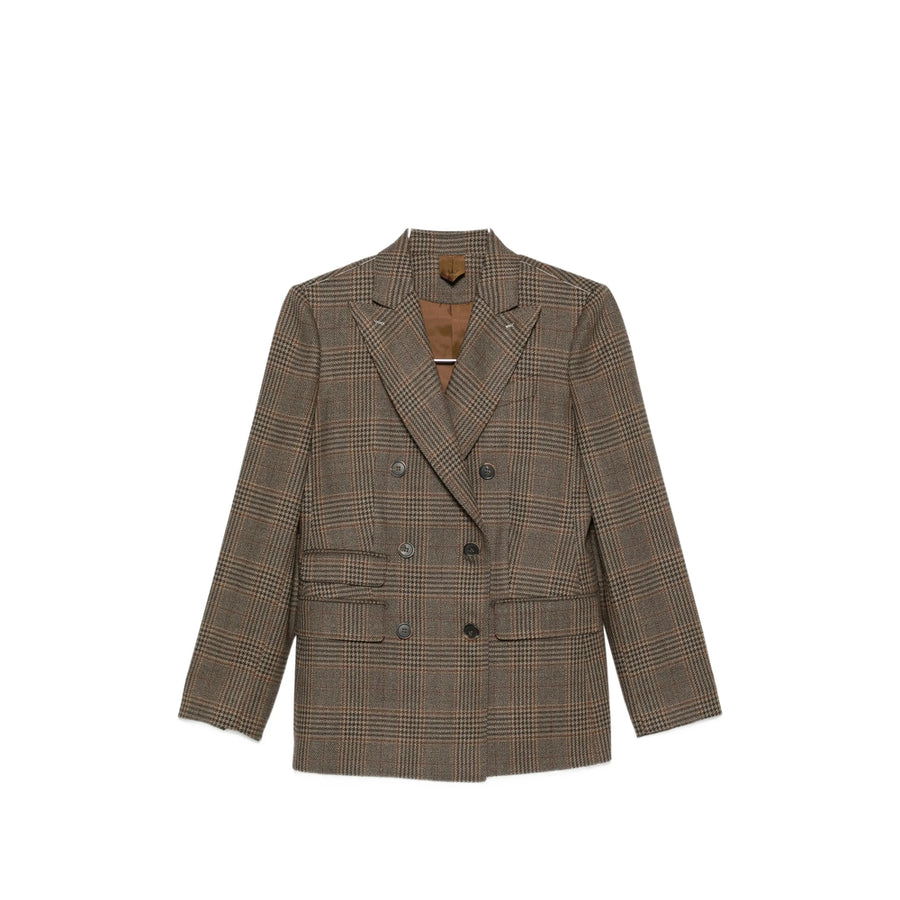Double-Breasted Virgin Wool Blazer Brown Blazers