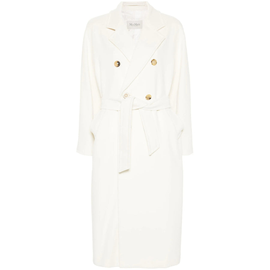 Double-Breasted Madame Coat White Wool-Cashmere Outer: Wool Double Breasted & Peacoats