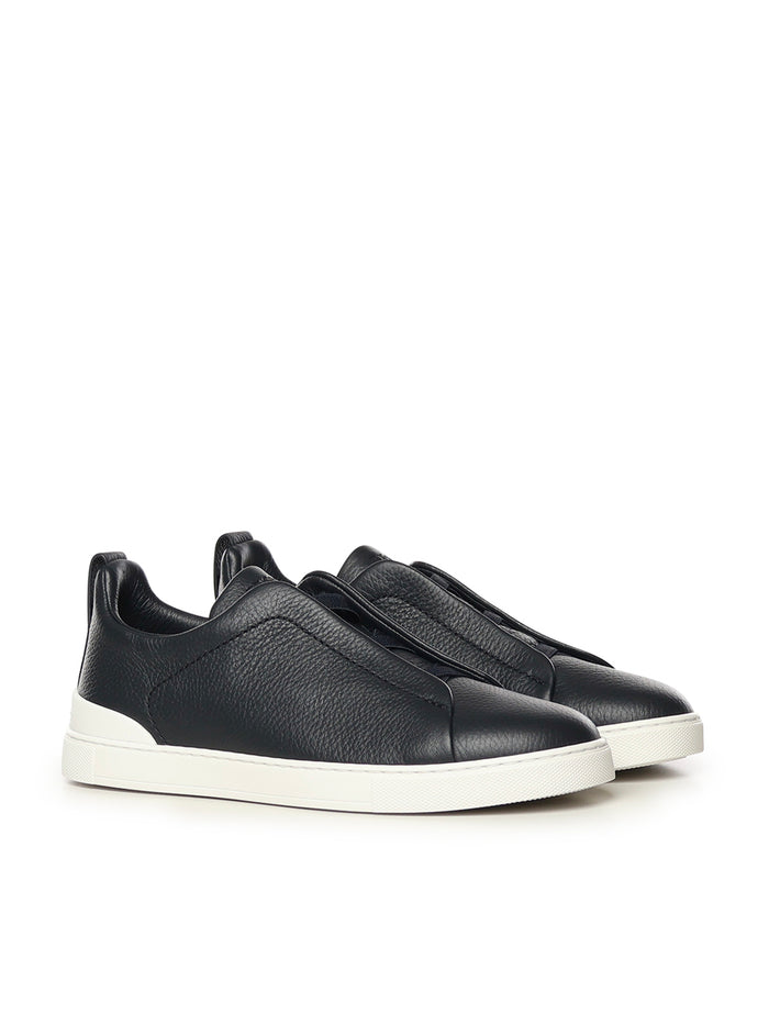Zegna Sneakers Navy Deerskin/calfskin